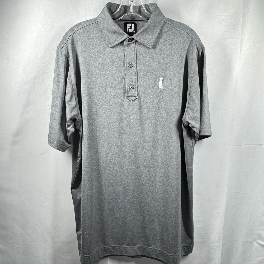 FootJoy Golf Polo Shirt Mens Medium Stretch Lighthouse Embroidery Performance Po